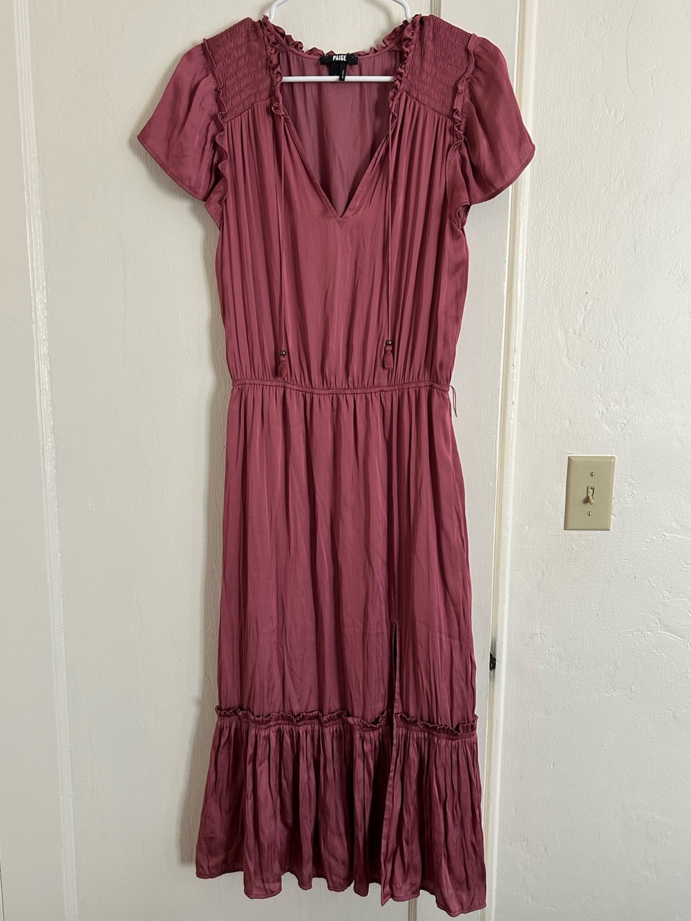 PAIGE Dusty Rose Tiered Maxi Dress